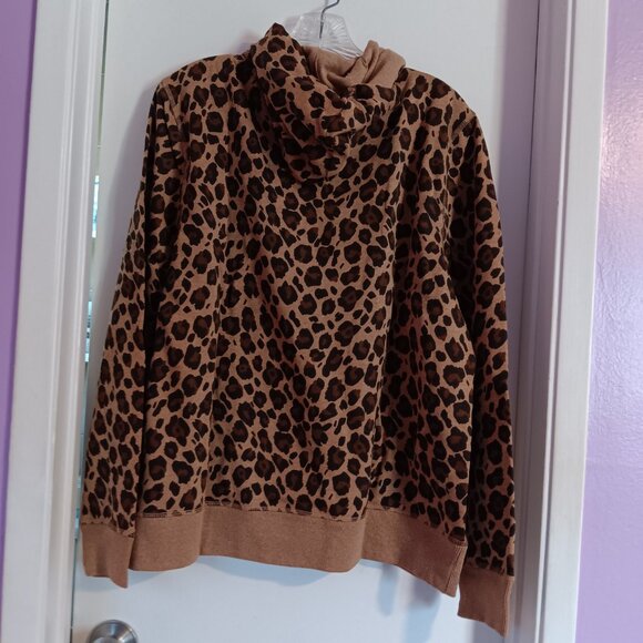 WOMEN'S X LARGE LEOPARD PRINT BROWN AND TAN HOODIE NWT - Picture 6 of 7